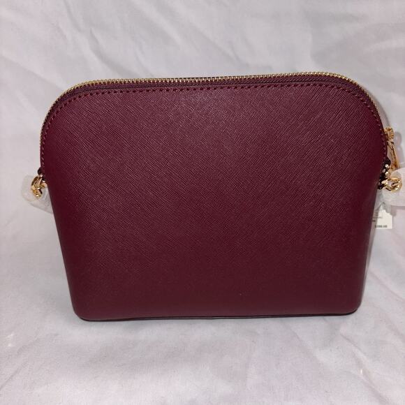 New Michael Kors Jet Set Travel Medium Dome Crossbody Saffiano Leather Oxblood - Picture 3 of 11